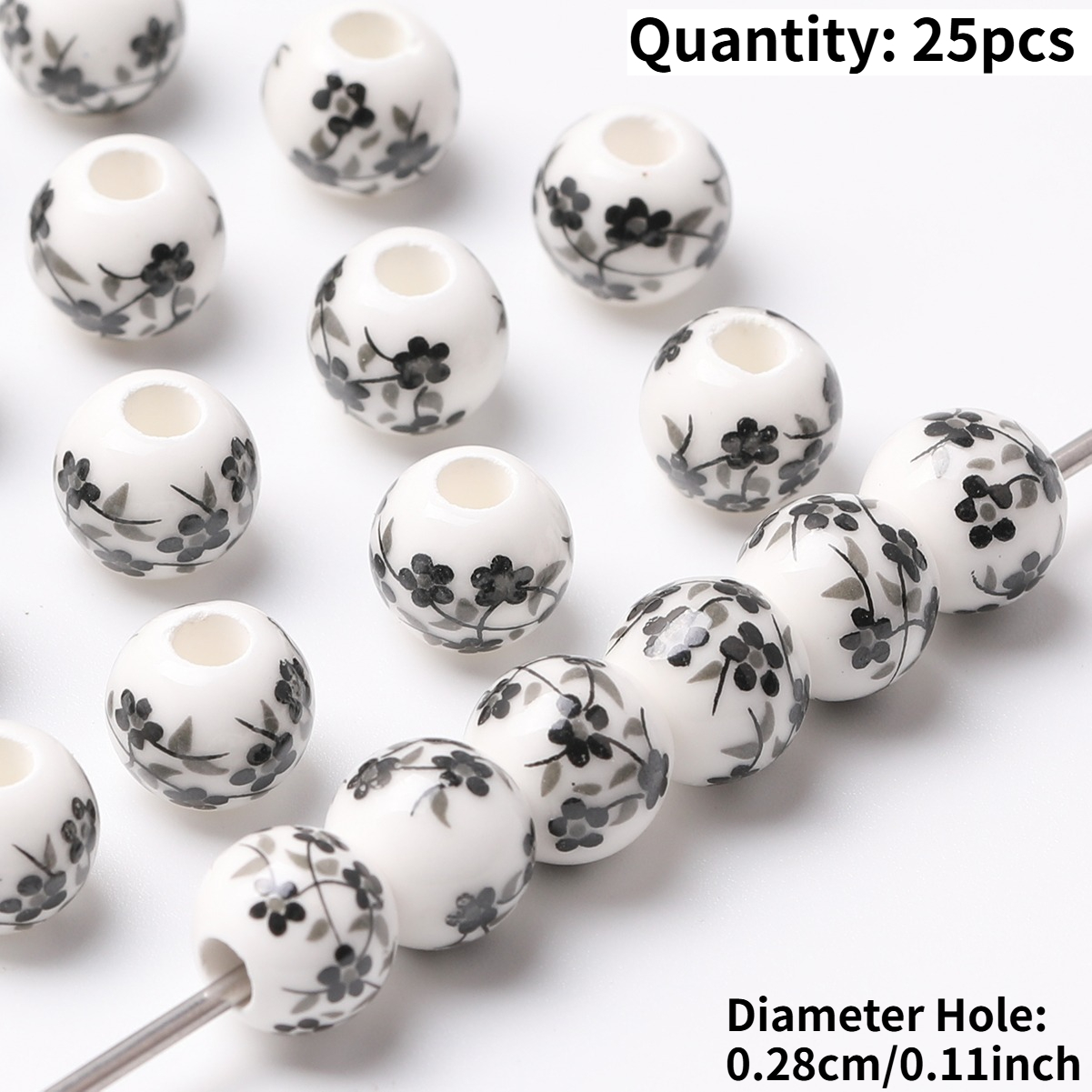 25pcs Vintage Ceramic Beads for DIY Jewelry Making
